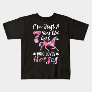 7th birthday for horse lover, Just A 7 years old girl Kids T-Shirt